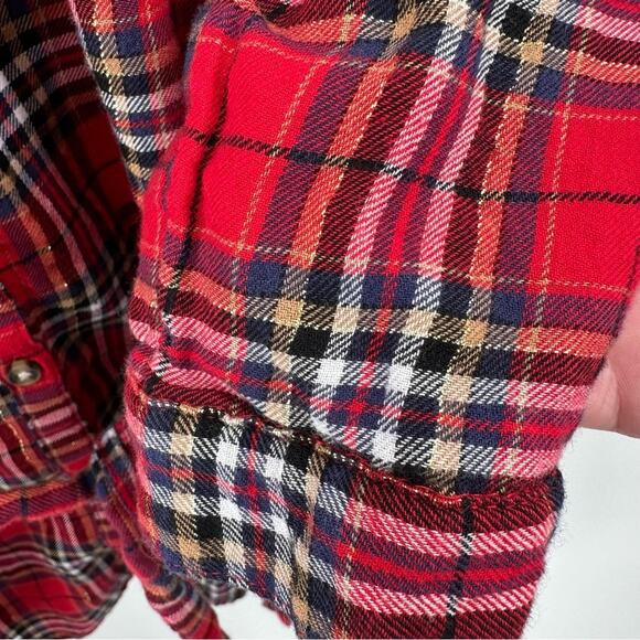 H&M girl’s belted red checkered plaid button down shirt dress Size US 10 - Picture 5 of 8